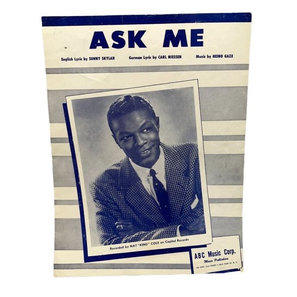 Piano Sheet Music Ask Me Nat King Cole 1954 Vintage Sunny Skylar Heino Gaze - Picture 1 of 4